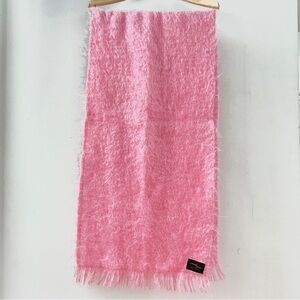 Scottish Mohair Wool Fuzzy Scarf Vintage Pink Oversized Wide Cozy Fuzzy Scotland